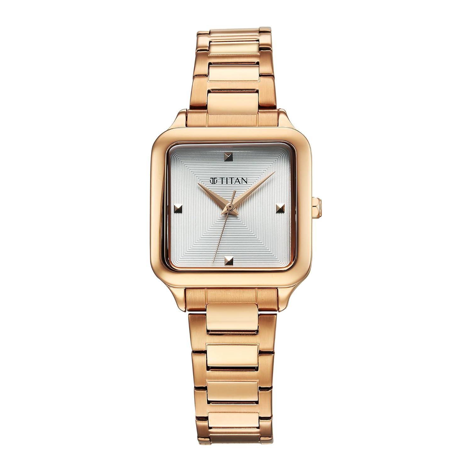 Titan Glamour Quartz Analog White Dial Stainless Steel Strap Watch for Women