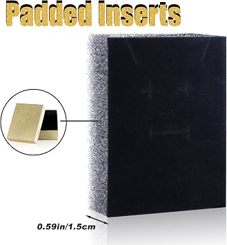 Small Gift Box and Gift Bag | 9x7x3cm Jewellery Gift Box and 12x11x 6cm Gift Bag | Bracelet Earring Ring Necklace Box with Lid for Presents (Glitter Gold)