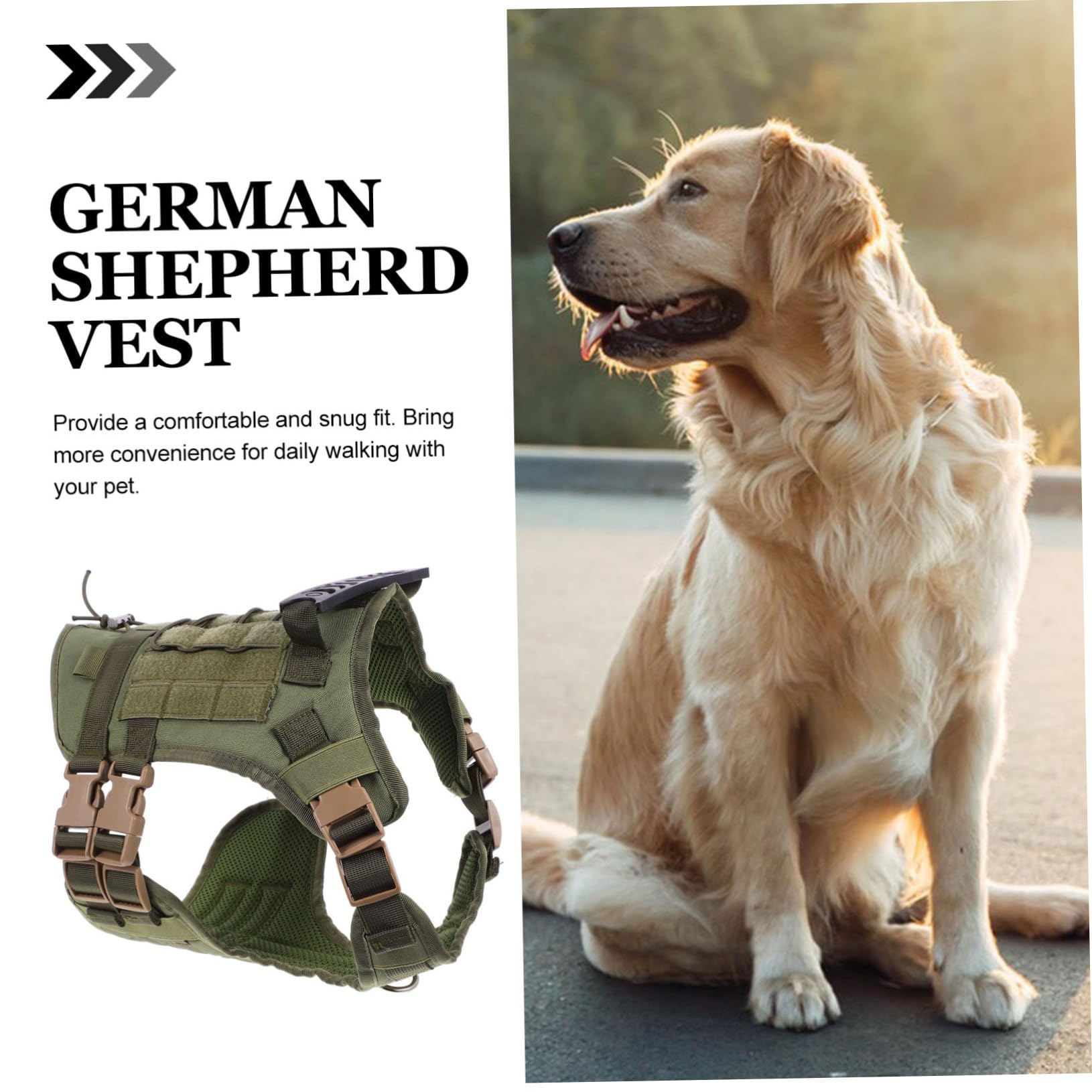 ifundom Trainingsweste für Deutsche Schäferhunde Praktische Hundegeschirr Weste aus Oxford Material Leicht und Verstellbar für Mittlere bis Große Hunde (10-45kg) Geeignet für Tägliche