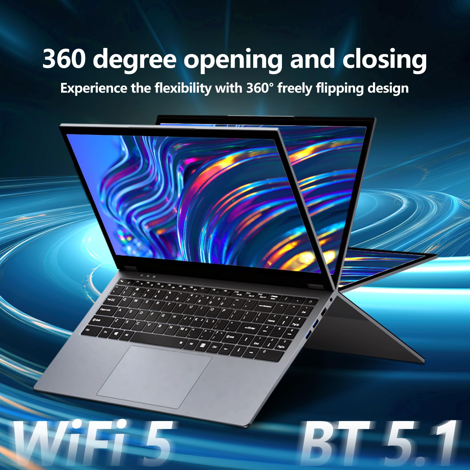 15,6 Pollici Notebook 2 in 1, Win11 PC Portatile 16GB RAM 512GB SSD, Laptop Ryzen 3 3200U CPU, 1080P Touchscreen Rotazione 360°, Notebook con Radeon Graphics GPU, RJ45+Type-C+Mini-HDMI