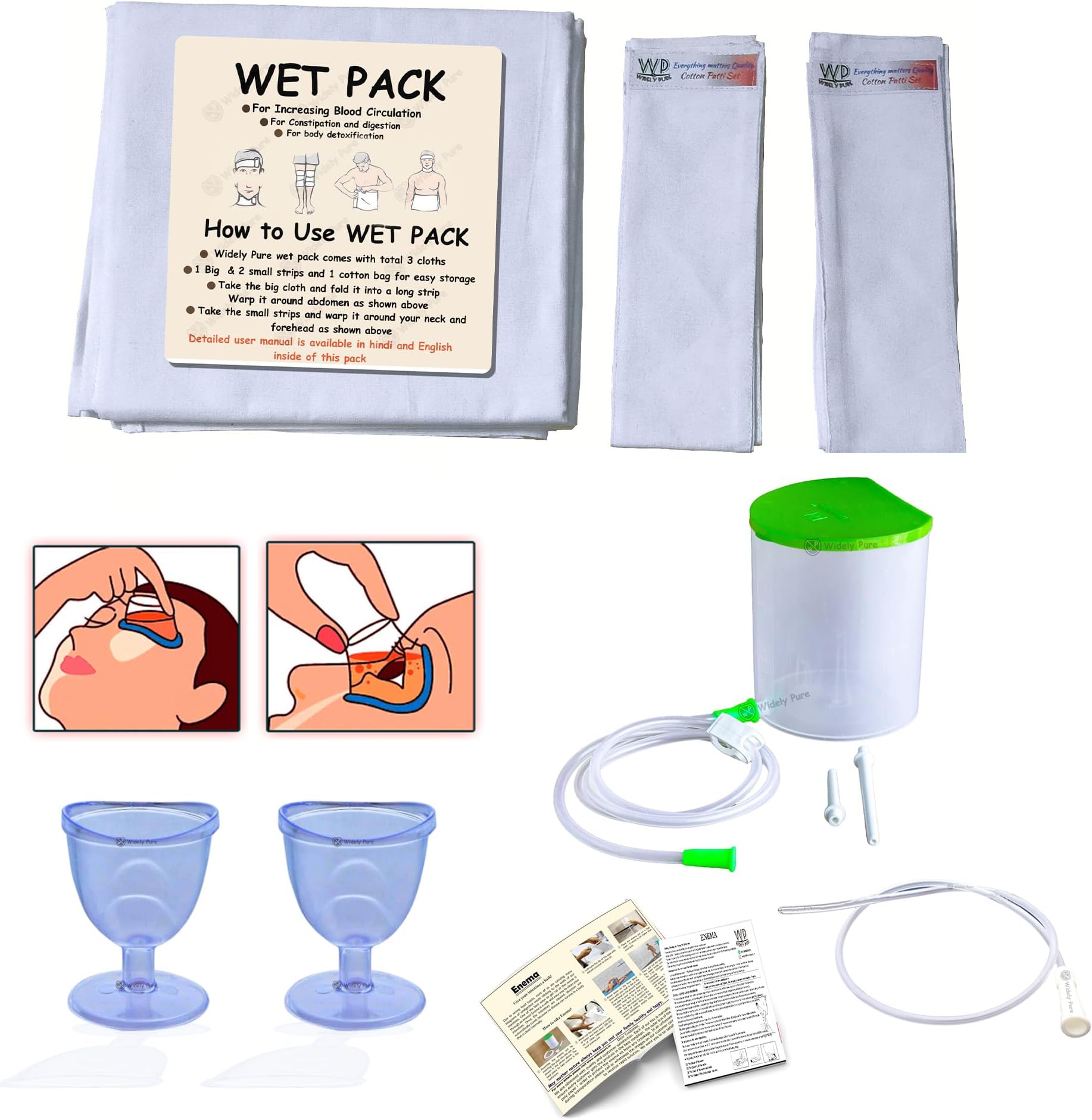 - Rusho Anema kit Satvik Movement 1500ml and wet pack cotton patti satvik movement and eye wash cup 2 Pcs. with user manual