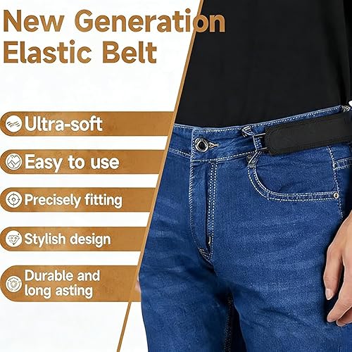 Miniatura 3 de Ganchos para cinturón sin hebilla, gancho de metal táctico, cinturón elástico, cinta mágica ajustable, sin hebilla para hombre y mujer