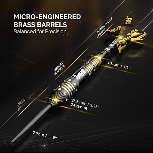 Miniatura 31 de IgnatGames Juego de dardos de punta de acero, paquete de 3/6/12 dardos de latón con estuche exquisito, ejes de aluminio, 2 juegos de vuelos, Azul