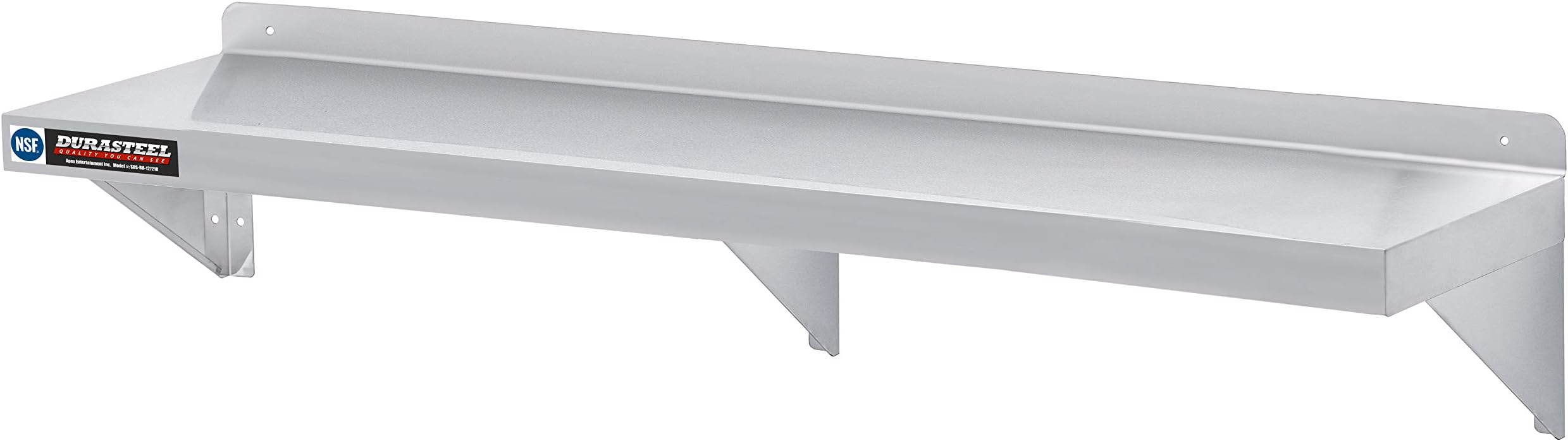 DuraSteel Stainless Steel Wall Shelf - 72" Wide x 12" Deep Commercial Grade - NSF Certified - Industrial Appliance Equipment (Restaurant, Bar, Home, Kitchen, Laundry, Garage and Utility Room)