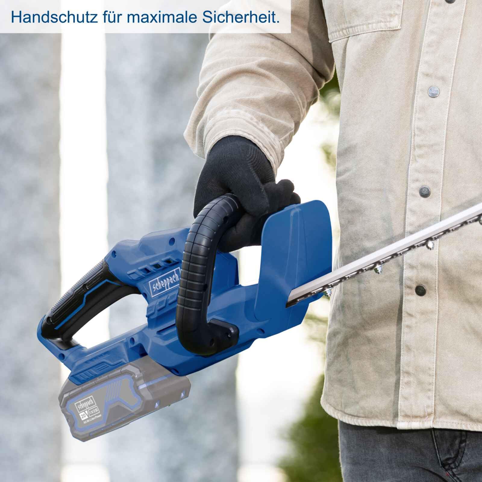 Scheppach Akumulatorowe nożyce do żywopłotu C-HT570-X 20 V | długość cięcia 510 mm | grubość cięcia 16 mm | seria 20 V IXES | miecz 560 mm | w zestawie zabezpieczenie miecza | bez akumulatora i