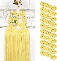 Vista 15 de Showgeous 10 Pack Baby Pink Cheesecloth Table Runner 10FT Long Semi-Sheer Gauze Table Runner Boho or Rustic Wedding Decor for Wedding Decor Arch