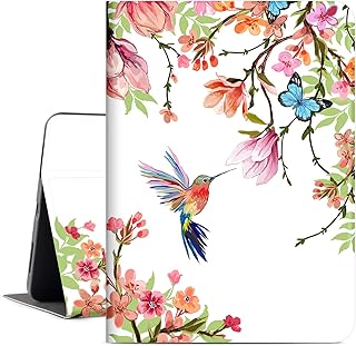 iPad 10.9 Case for iPad Air Case 5th/4th Generation, Cutebricase iPad Air 5/4 Case Multi-Angle Viewing Case with Adjustable Stand Soft PU Leather Back Cover with Auto Wake/Sleep(Flowers Hummingbird)