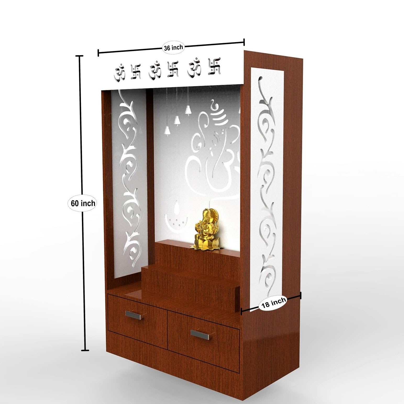Devyom Pooja Mandir modificado para requisitos particulares con la puerta y los gabinetes de almacenamiento/templo de madera para el hogar y la oficina/Puja Mandir/Color Brown
