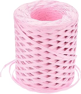 sourcing map Cinta de papel de rafia, 1/4 de pulgada, 218 yardas, cuerda de papel de embalaje, para envolver Navidad, manualidades, color rosa