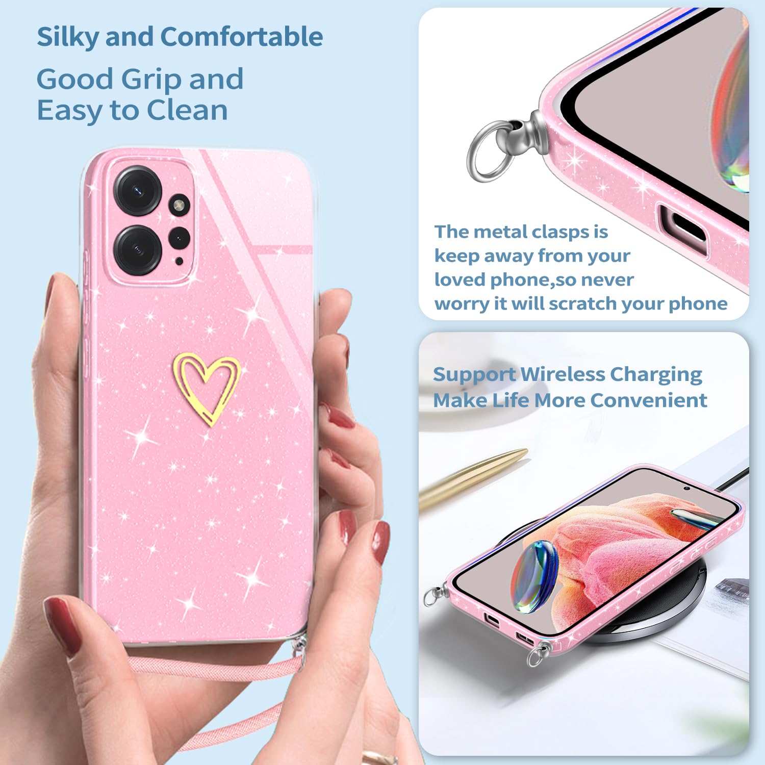 Coque Xiaomi Redmi Note 12 4G Avec Collier - Housse Silicone Transparente & Lanière Corde - Protection Et Port Main Libre - 7