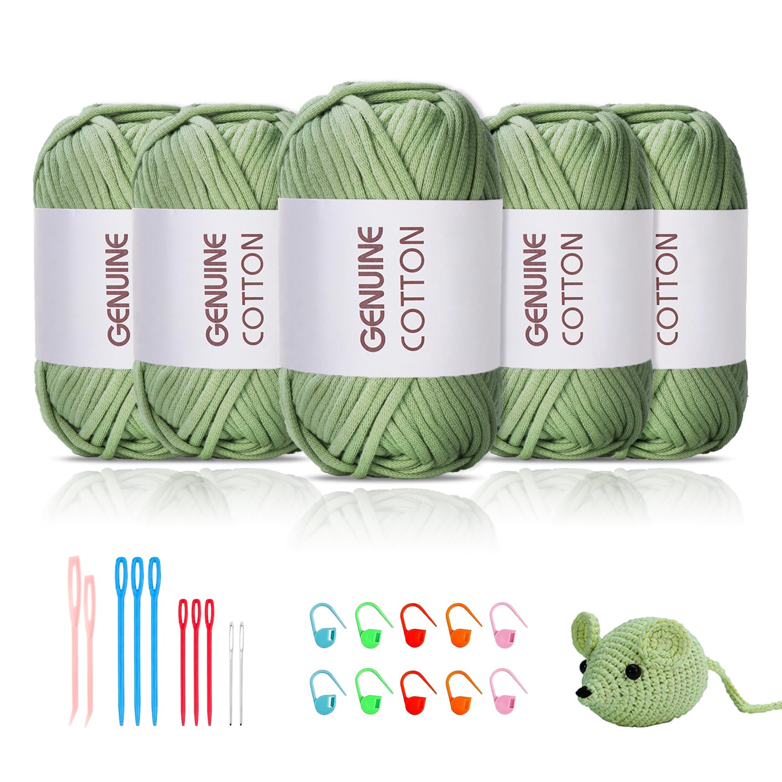 Maxee 5X50g Dickes Garn Baumwolle zum Häkeln, Chunky Häkelgarn für Anfänger, Kein Geteiltes Häkeln Amigurumi Wolle, Klobiges Baumwollgarn Einfaches Strickgarn zum Häkeln Stricke