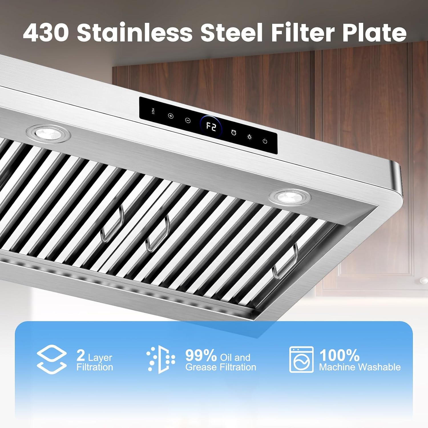 30 Inch Under Cabinet Range Hood 1200CFM, 4-Speed Kitchen Hood with Touch Control & Gesture Sensing Stainless Steel Kitchen Stove Vent Hoods, Supports Only Duct Installation