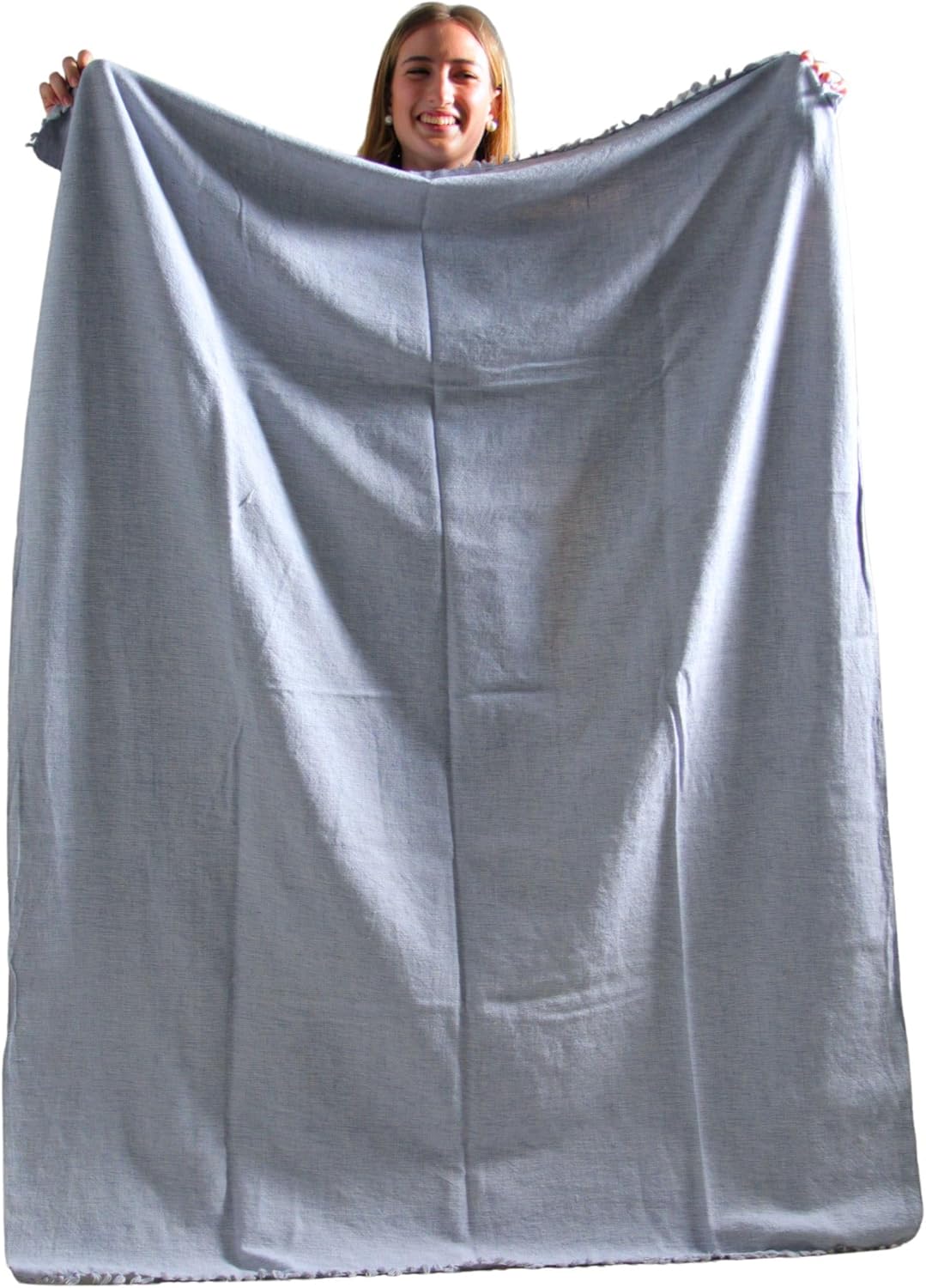 Bug Repellent Tranquil Blanket with Insect Shield Technology Repels Mosquitoes, Ticks, Flies and More in One of a Kind Handmade Khadi Cotton (Pale Blue)