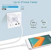 Vista 2 de Cargador USB 3.0 de carga rápida, paquete de 2 enchufes de pared de carga rápida, bloque de alimentación adaptativo compatible con iPhone 17 Pro Max