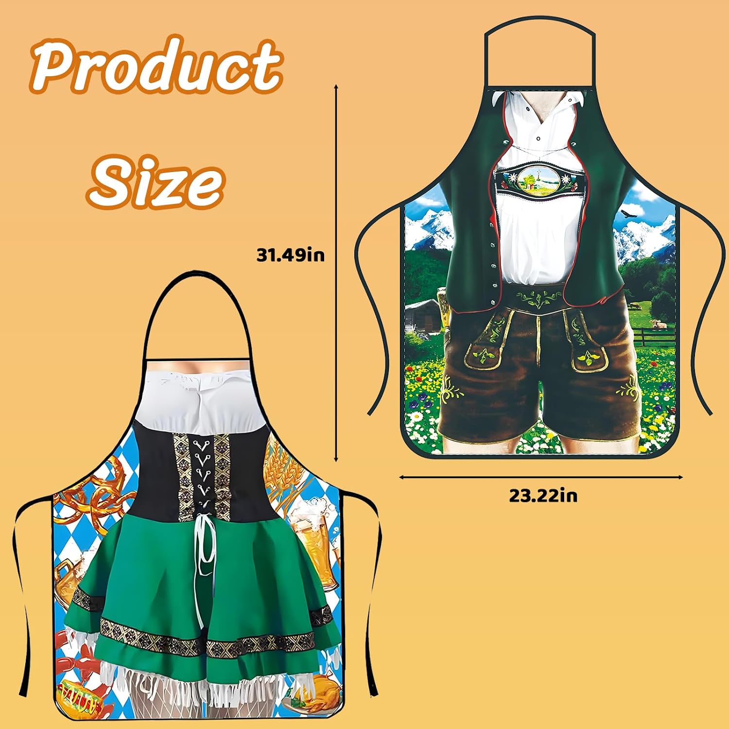 Oktoberfest Apron Couples, 2Pcs October Festival Costume for Women Men, Funny Octoberfest Outfits, German Party Supplies for BBQ Baking Chef Kitchen Gifts image 4