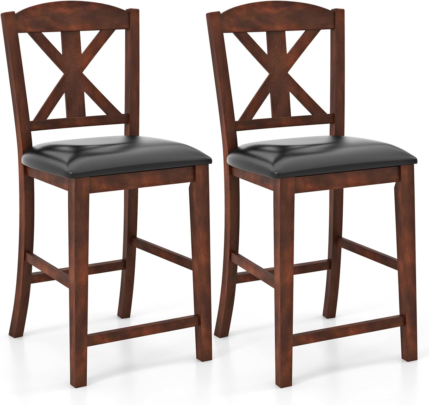 Giantex Wood Bar Stools Set of 2, 24" Upholstered Counter