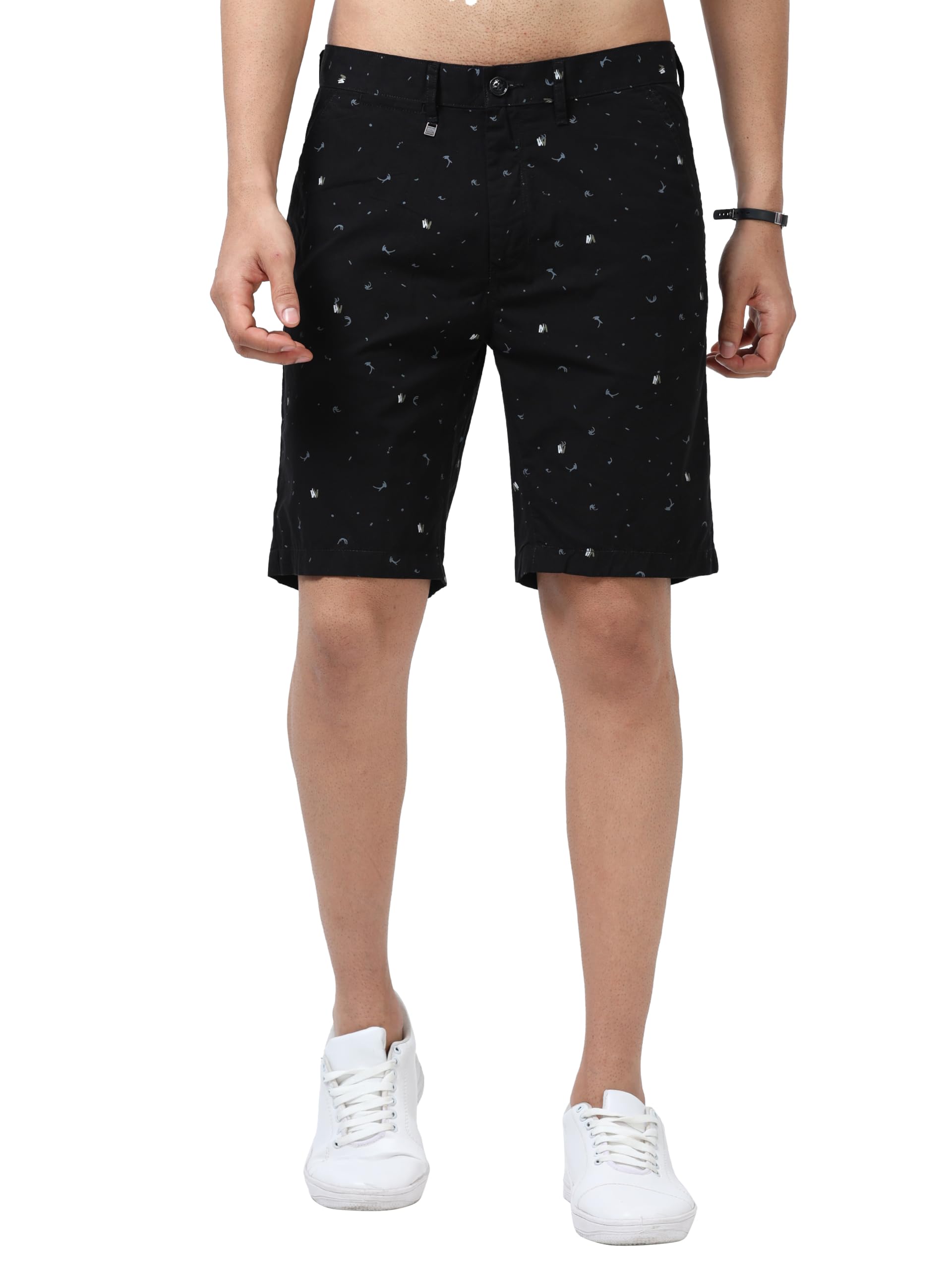 cool colors Men Black Relaxed Fit Satin Printed Shorts-picture-15