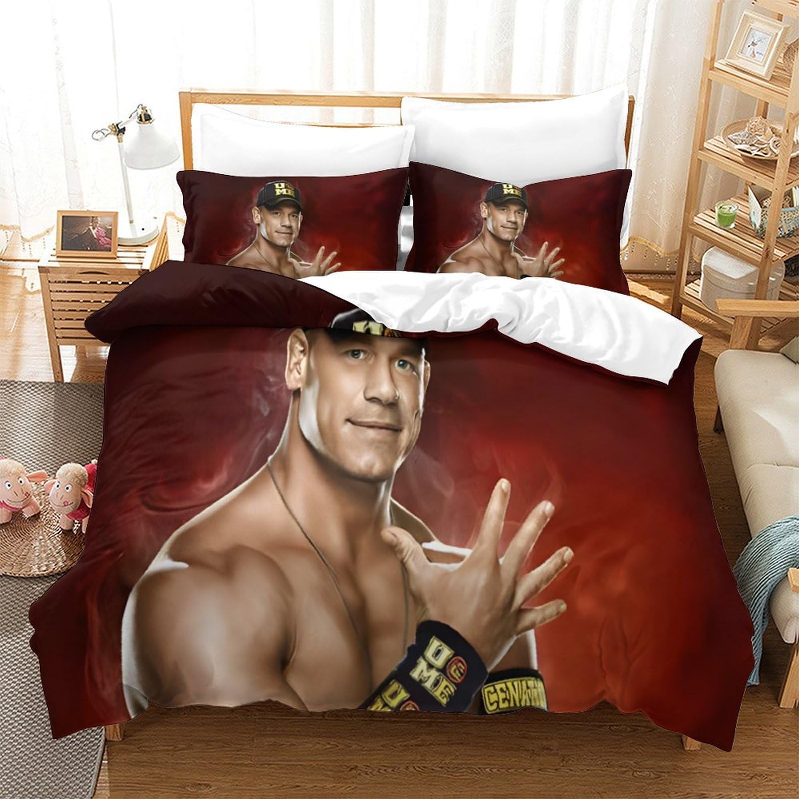 HONGBING Wrestling Quilt Cover Duvet Cover for Teens And Adults 3D Print Sports Comforter Covers Bedding Set Soft Microfiber with Zipper Closure with Pillow Cases 3 Pieces Single（140x200cm）