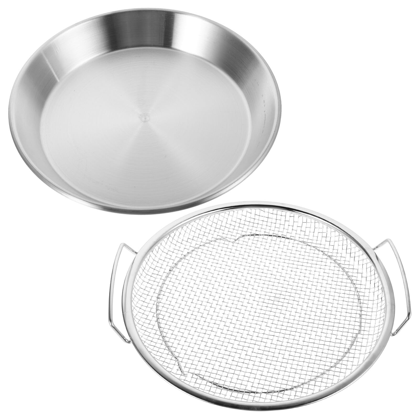 VANZACK Edelstahl Küchensieb mit Großem Fassungsvermögen und Abtropfschale Frittiersieb Satz zum Effizienten Abtropfen von Öl Beim Batch Cooking und Zubereiten Großer Mahlzeiten
