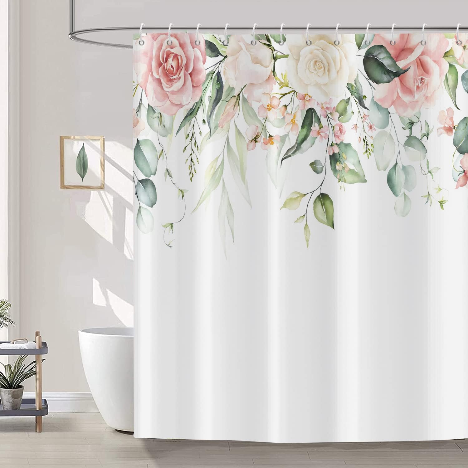 CRTPOD Green Eucalyptus Shower Curtain Plant Leaves with