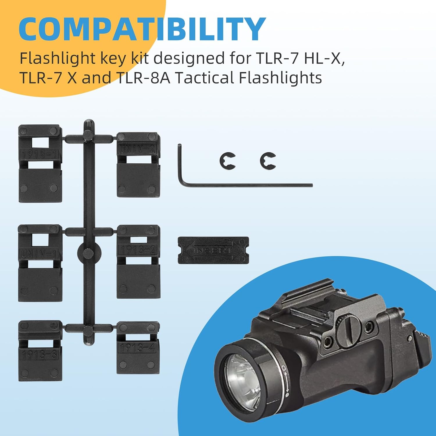 69177 Key Kit for Streamlight TLR-7(NOT Sub), TLR-7 HL-X, TLR-7 X Tactical Lights - TLR Flashlight Accessories Adapter Kit Compatible with TLR-8, TLR-8A