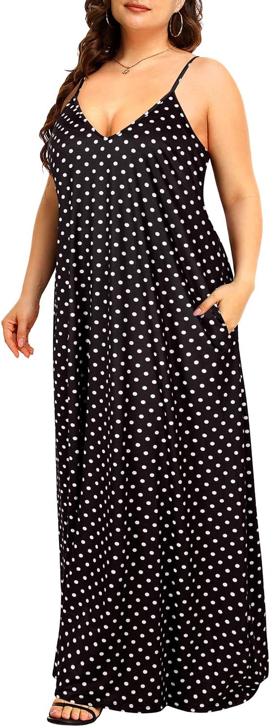 Pinup Fashion Women's Summer Maxi Dress Plus Size Sleeveless Spaghetti Strap Beach Long Dresses - Image 4