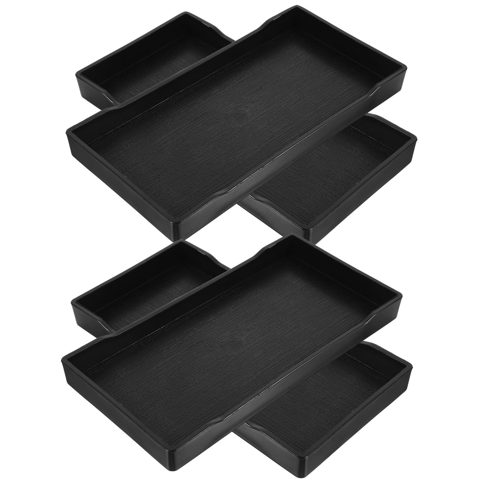 Bandeja rectangular de baño MAGICLULU en color negro pack de 4 piezas organizadoras de PP
