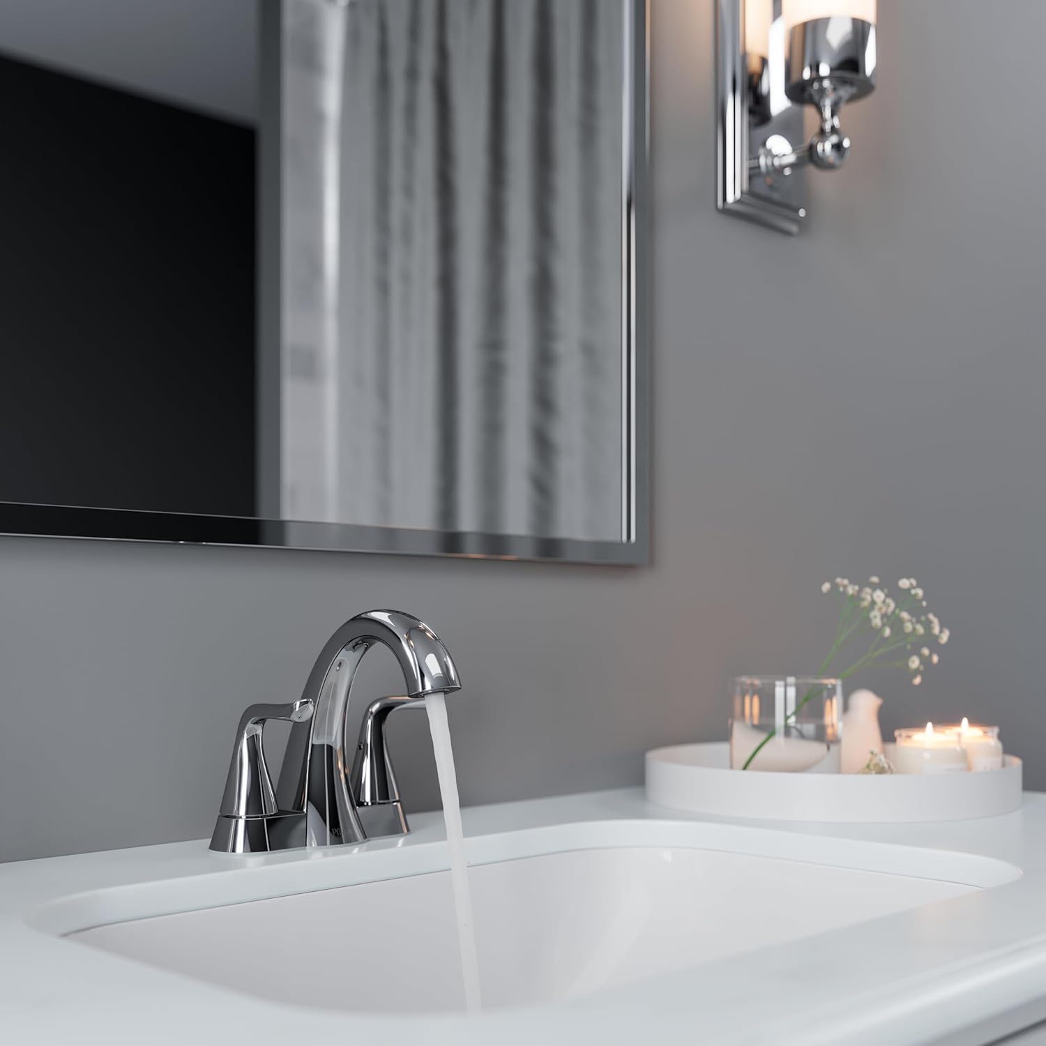 Pfister Willa Bathroom Sink Faucet 4 inch Centerset 2-Handle 3-Hole NSF Certified Polished Chrome Finish with Push & Seal Drain TiteSeal Mounting Technology LF048MALCC