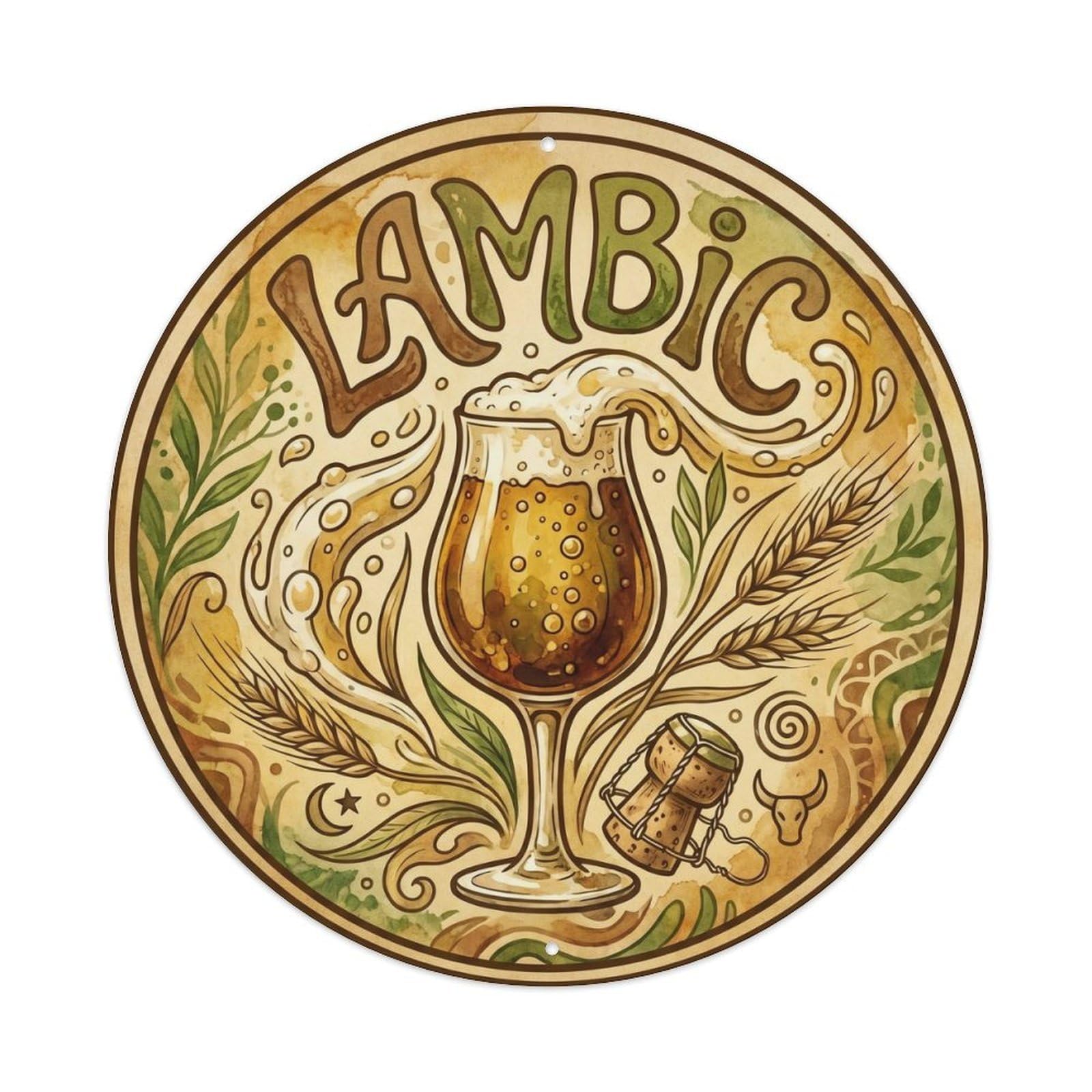 Heritage Belgian Lambic Sour Beer Barrel Brew Cellar Metal Tin Sign