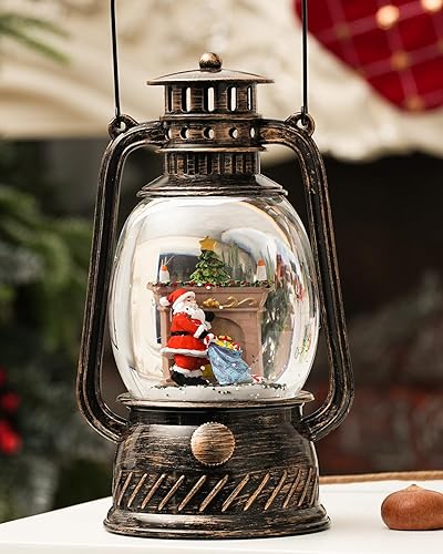 Miniatura 6 de Globo de nieve para decoración de Navidad para interiores, globo de nieve de Navidad, escena de Papá Noel brillante, forro USB/funciona con pilas,