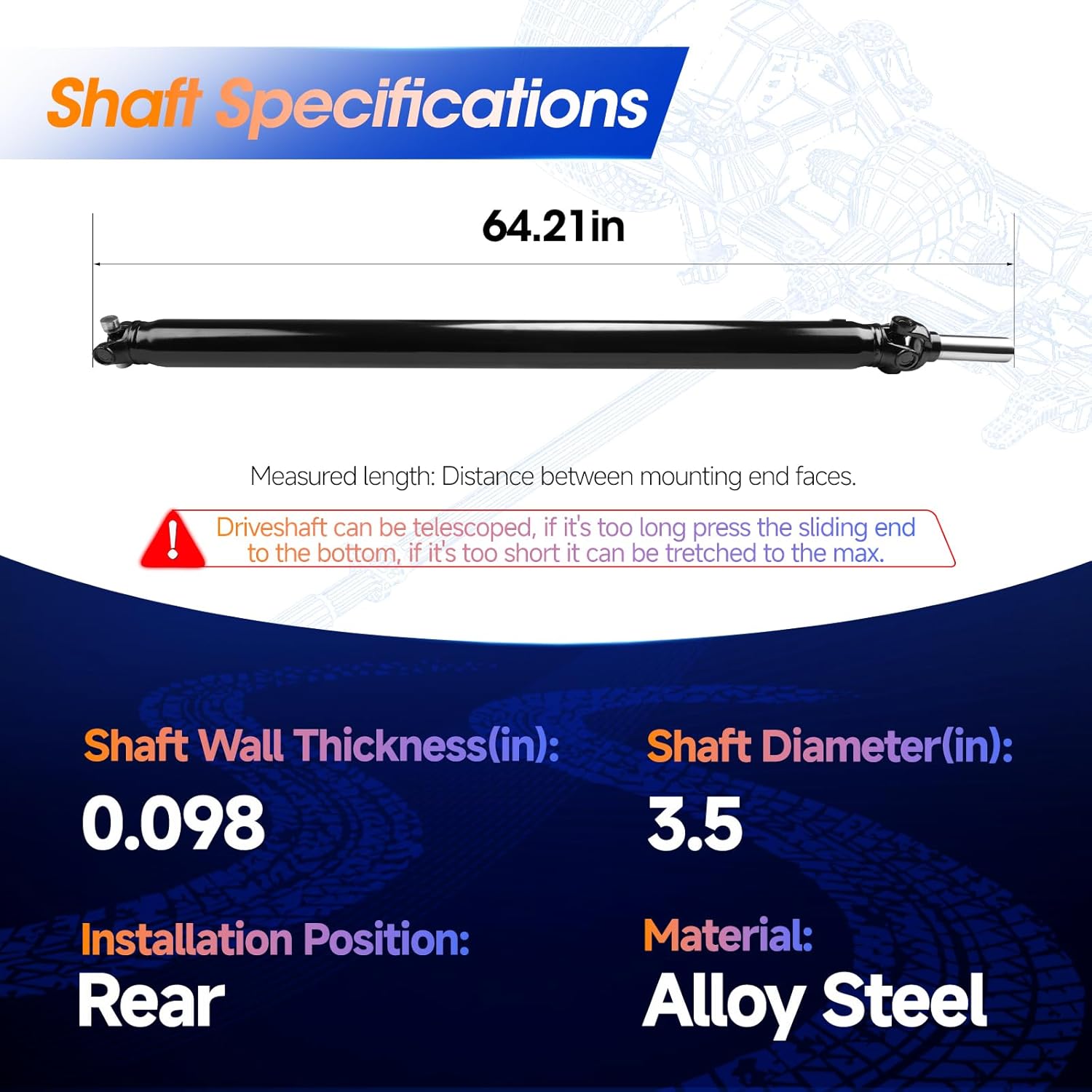936-057 Rear Drive Shaft Prop DriveShaft Assembly Fit for Chevrolet Express 1500 & GMC Savana 1500 2003-2014, AWD, Replace# 20912345, 22889825