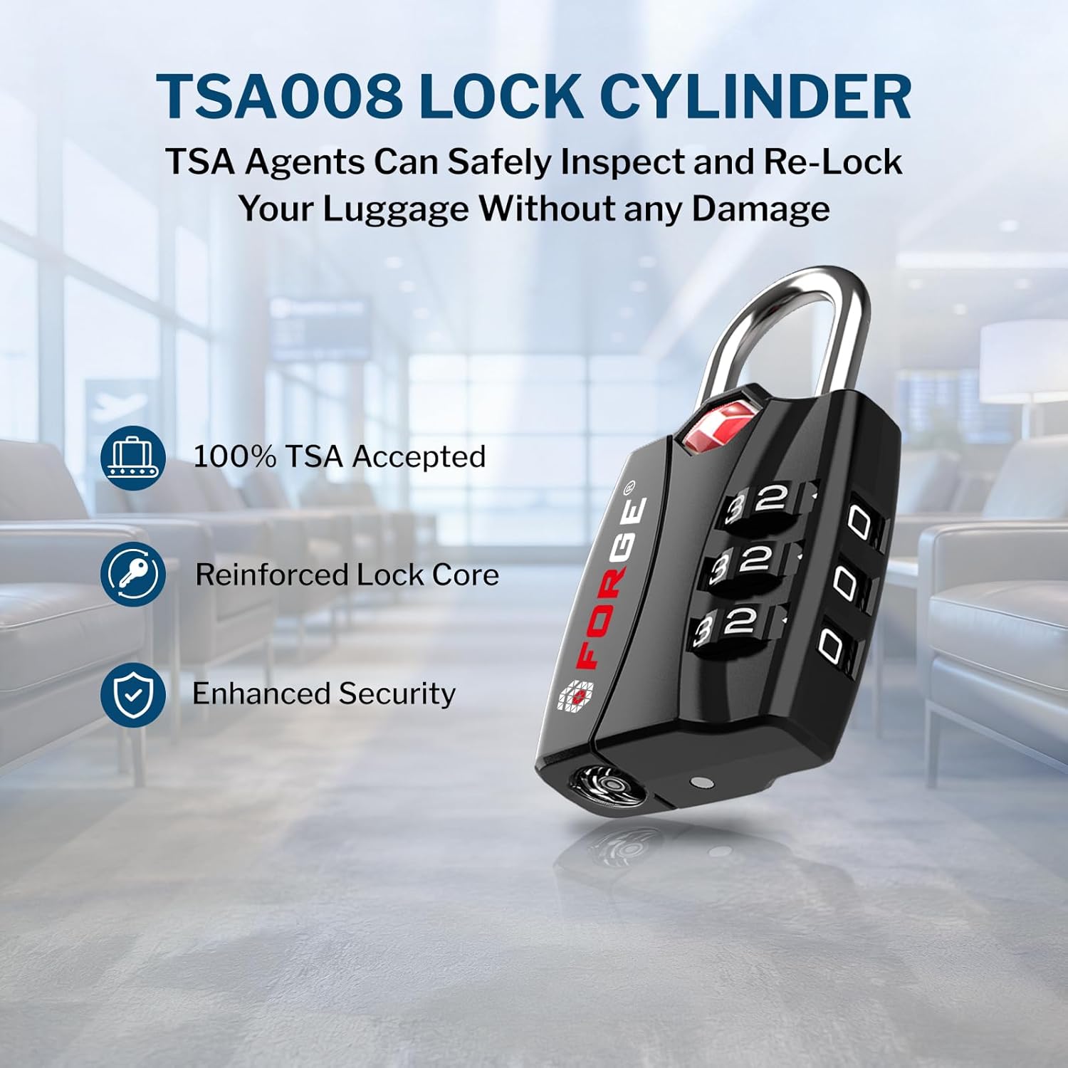 Forge Open Alert TSA Approved Luggage Locks - 3 Digit Combination, Easy Read Dials, Zinc Alloy Body - Ideal Travel Lock for Luggage, Suitcases, Bags & Toolboxes (Black 6 Locks)