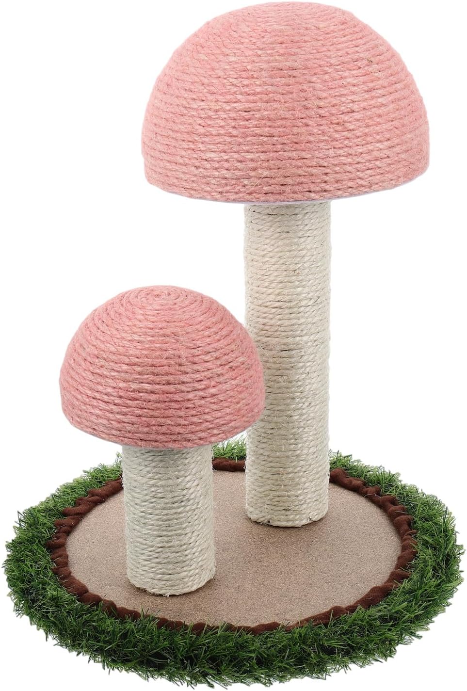 Veemoon Cat Climbing Frame Mushroom Scratching Post with Natural Linen Pole, Wear-Resistant Pink Cat Climber for Indoor Cats’ Exercise and Play