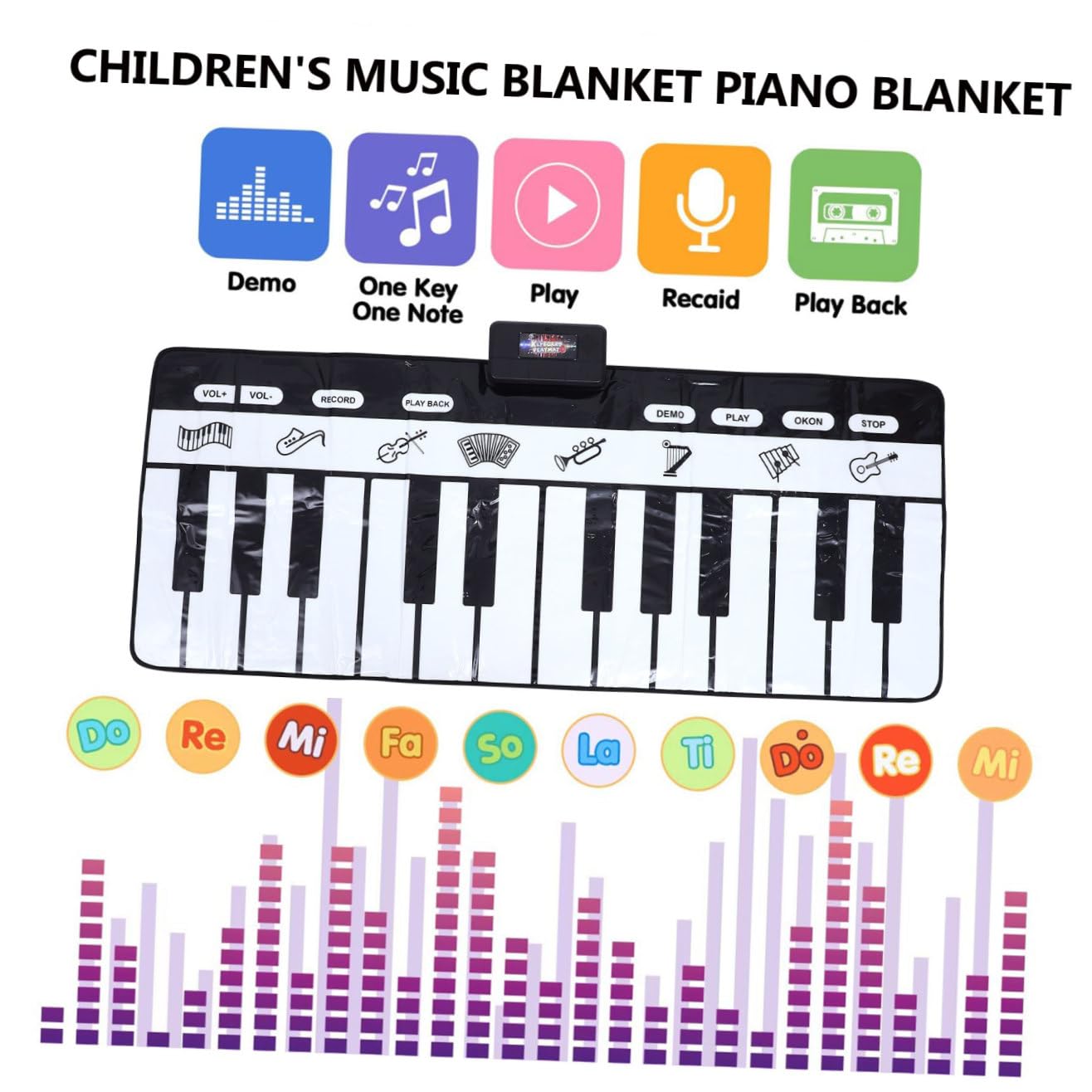 Tappeto Musicale Pianoforte 180x72 Cm 1 Pezzo Bianco