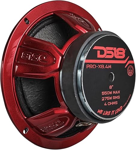 Miniatura 59 de DS18 PRO-X6.4M - Altavoz de 6.5 pulgadas, rango medio, bala de aluminio roja, 500 W máximo, 250 W RMS, 4 ohmios, altavoces de puerta de audio