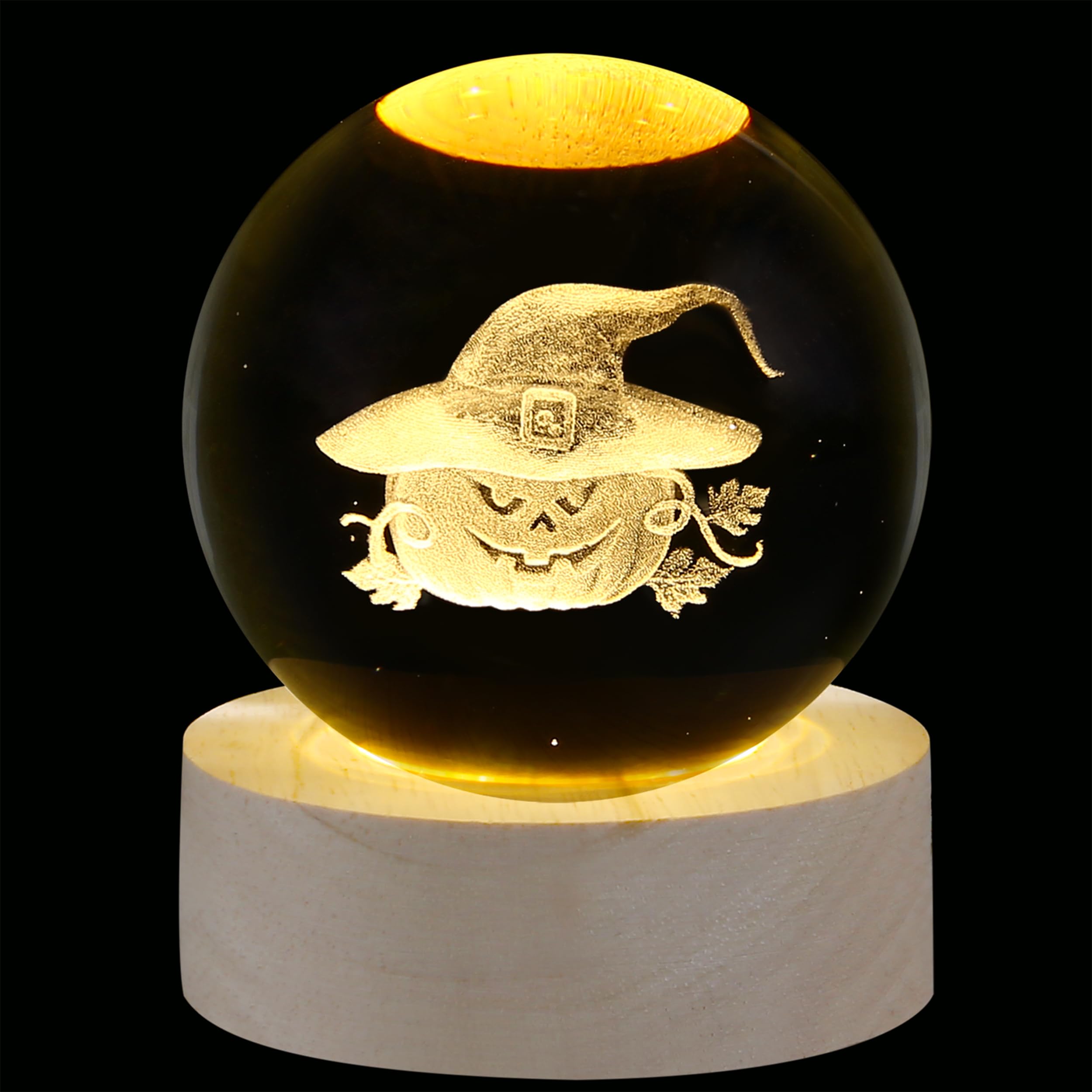 XIANNVXI Jack O Lantern Crystal Ball Paperweight,Novelty Halloween Ornament