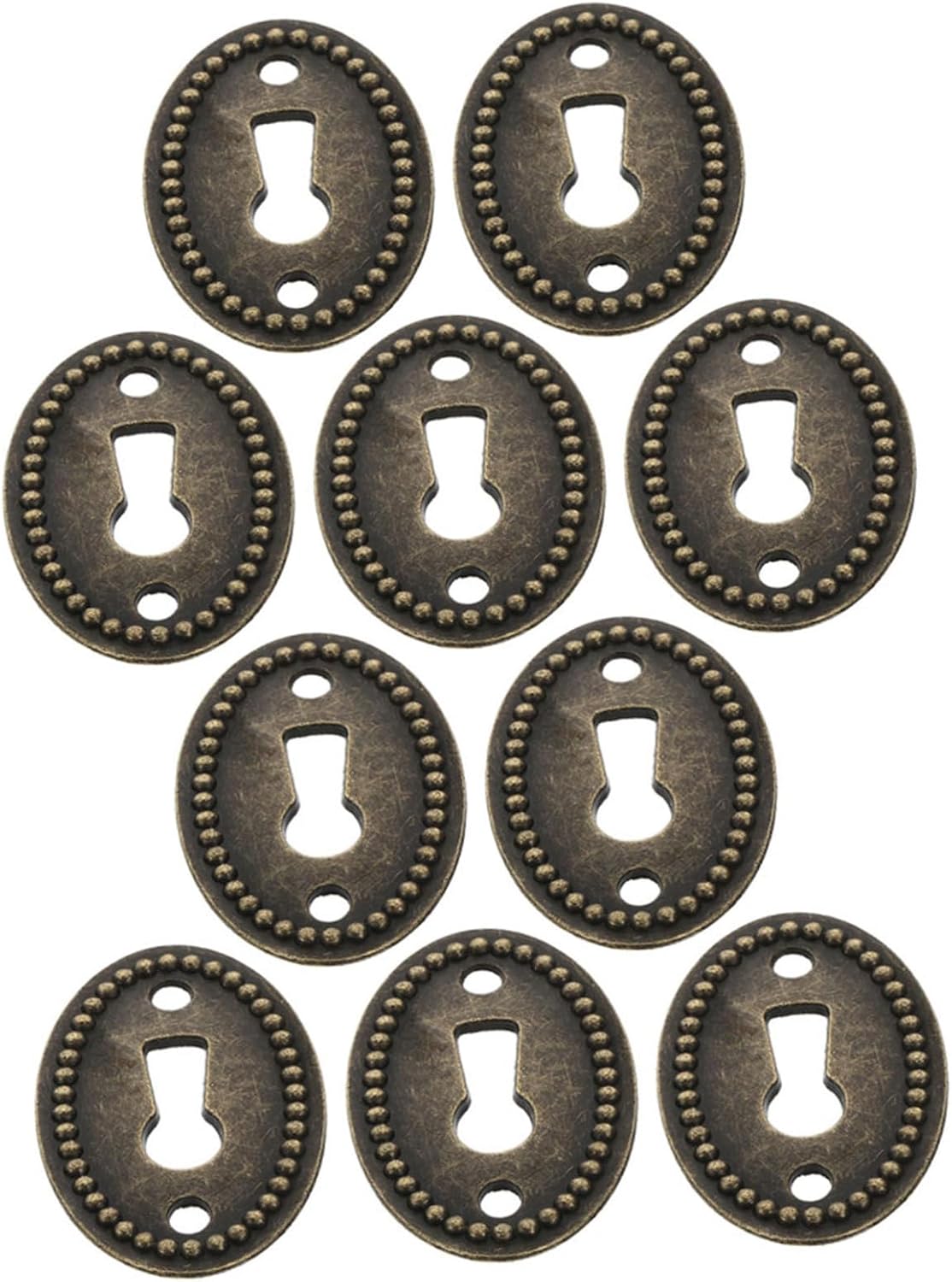 50pcs Oval Keyhole Covers Antique Zinc Alloy Keyhole Plates 38x25mm Replacement Part for Cabinet Door Dresser Drawers Decorative Vintage Furniture Hardware