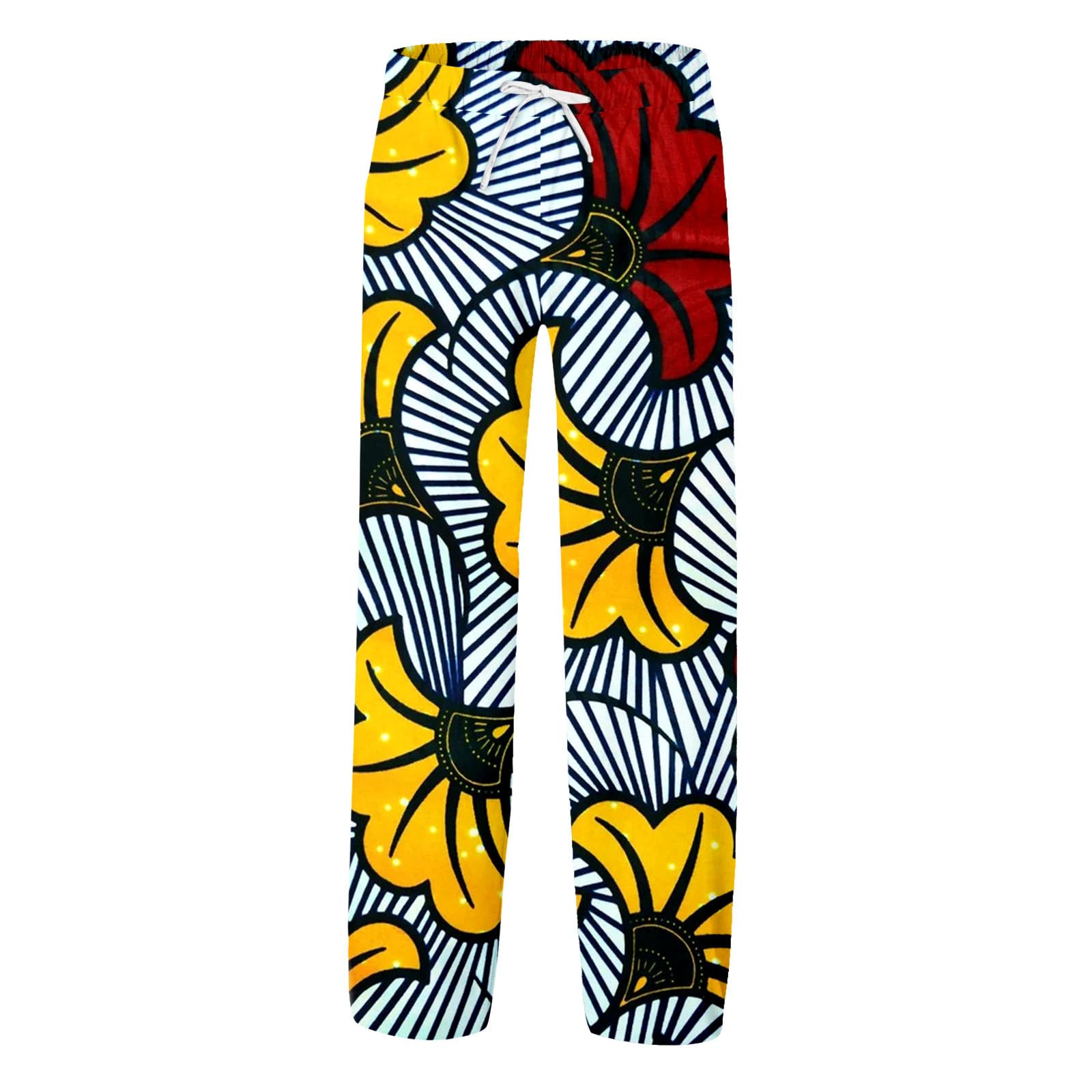 Pantaloni tradizionali africani in lino da uomo hawaiani, vacanze, spiaggia, ankara, pantaloni floreali, casual, alla moda, per attività all'aria aperta, comodi, da lavoro, casual, alla moda