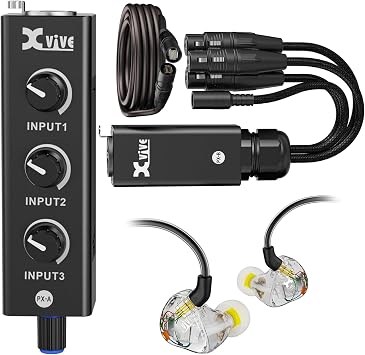 Xvive T9 Dual Balanced-Armature Drivers in-Ear Monitor Earphone Bundle PX 3-Channels Personal Mixer for in-Ear Monitor Headphone Amplifier Personal Mixer
