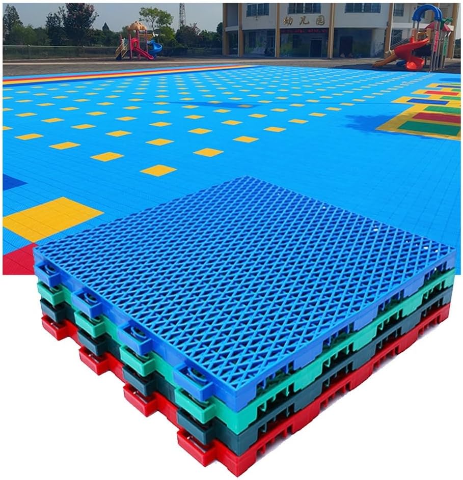 10pcs Outdoor Modular Interlocking Floor Tiles Basketball Court Tennis Court Volleyball Court Badminton Court DIY Sports Flooring, 30.6CM (Color : Light Green, Size : 10PCS)