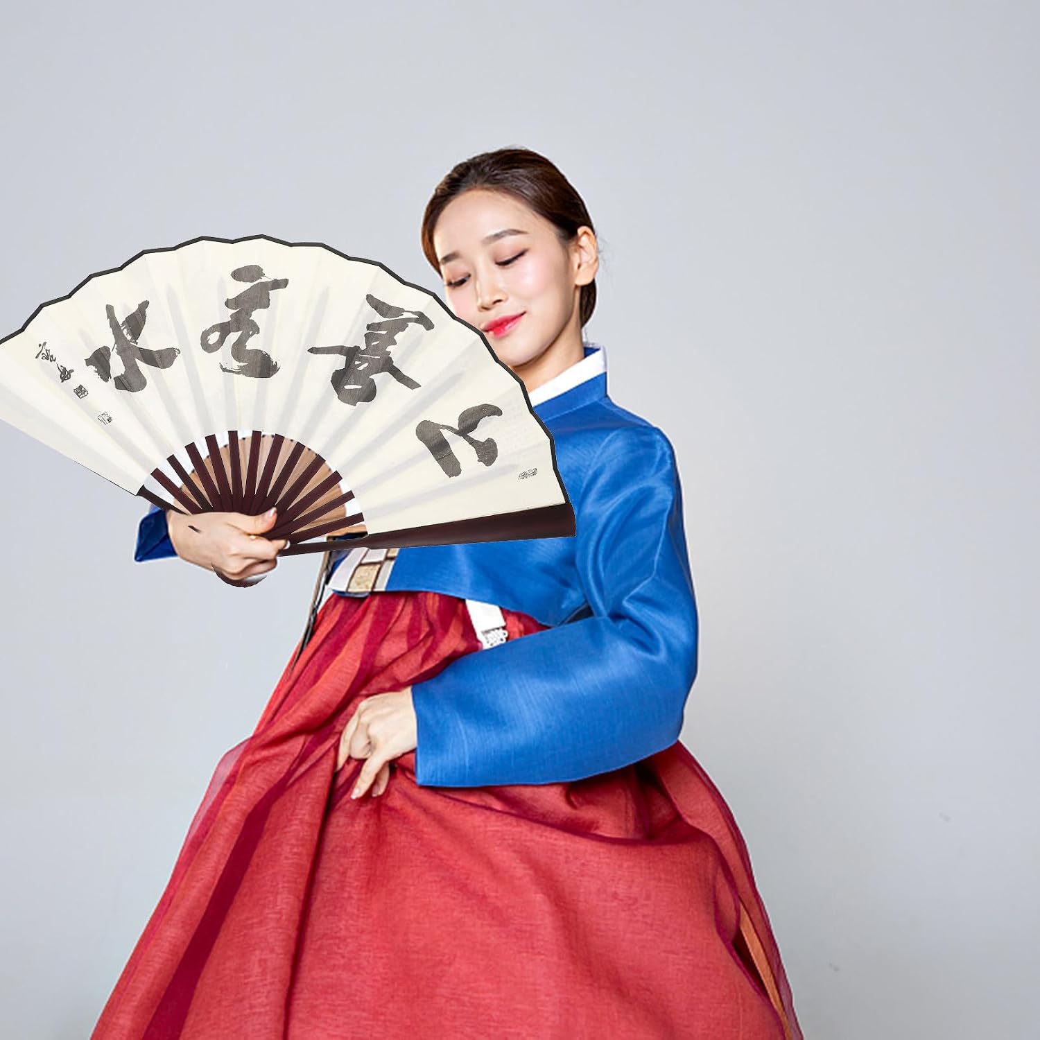 balacoo Classic Folding Hand Fan for Men with Frame and Cloth Material, Easy Carrying and Smooth Storage, Creative Chinese Painting Design for Summer Travel and Photography Props