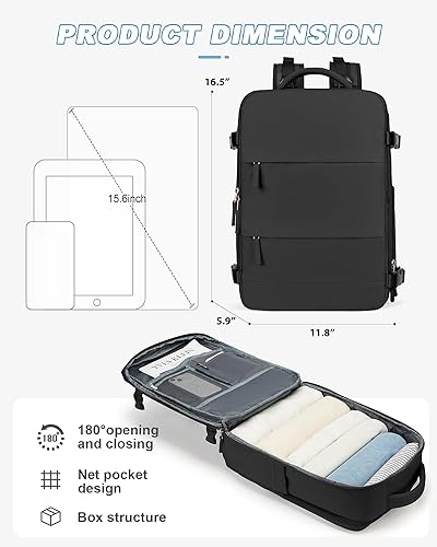 Miniatura 3 de Mochila de viaje para mujer, aprobada por aerolíneas, bolsas de mano para artículos personales, A-Negro, Mochilas de viaje