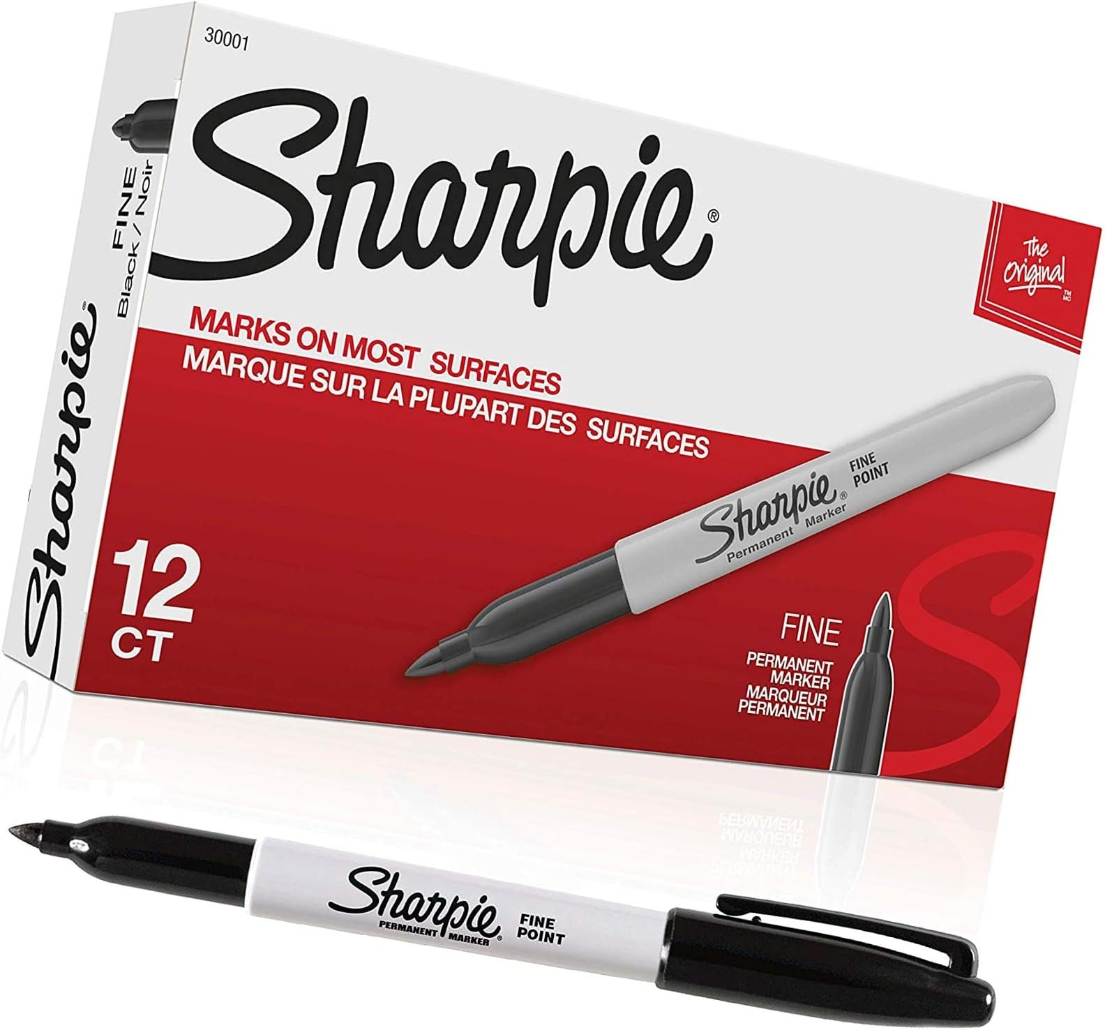 Amazon.com: Caja de 12 marcadores permanentes Sharpie de punta fina ...