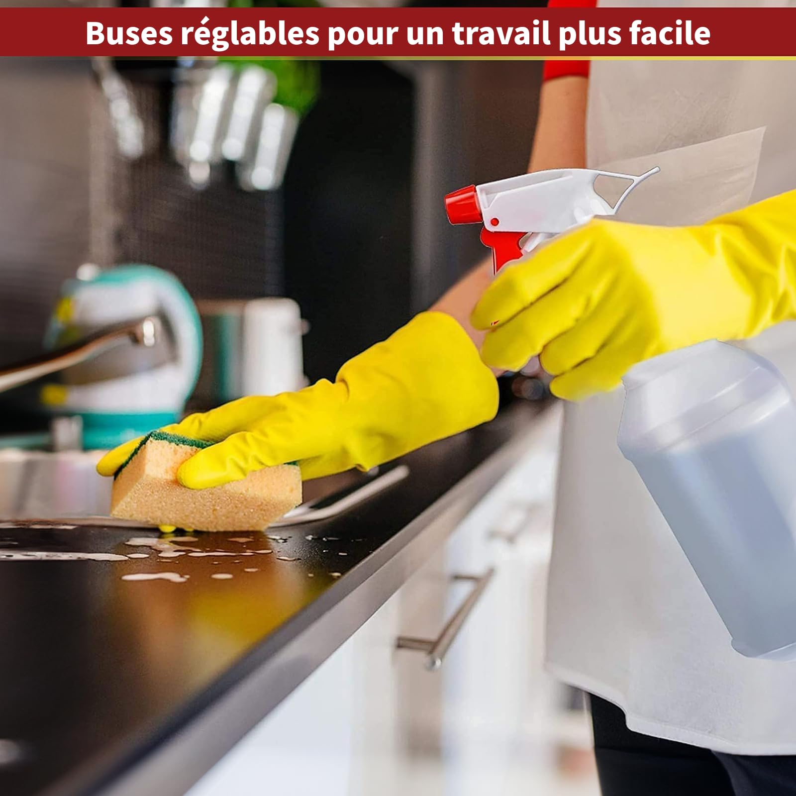 Lot de 12 Bouteilles Spray Plastique 500ml Rechargeables, Vaporisateur Vide avec Buse Réglable Jet/Brume, Bouteille Étanche pour Nettoyage, Cuisine, Salle de Bain, Jardin, Usage Domestique ou Professi