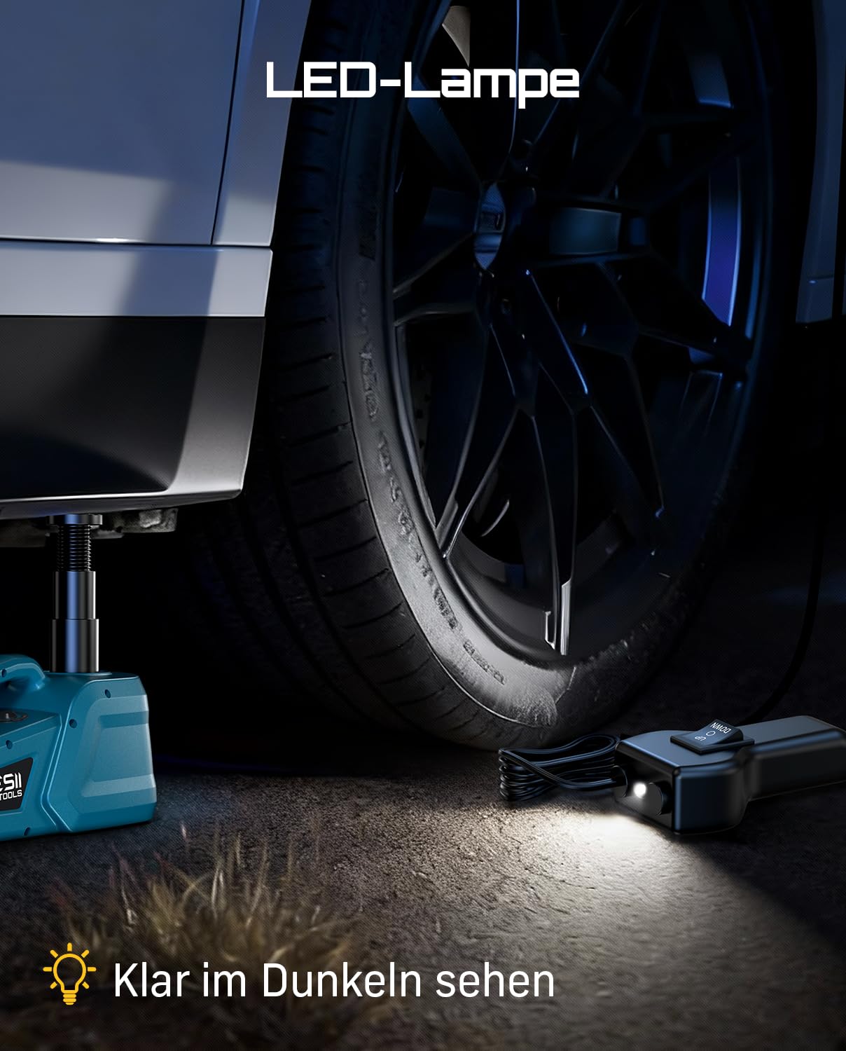 SEESII Wagenheber Hydraulischer 5T 3T: 12V Wagenheber elektrisch mit Fernbedienung & LED Licht, 15,5-45 cm Hubbereich tragbares Werkzeug für Auto/SUV/LKW Notfall Reifenwechsel & Garagenreparatur