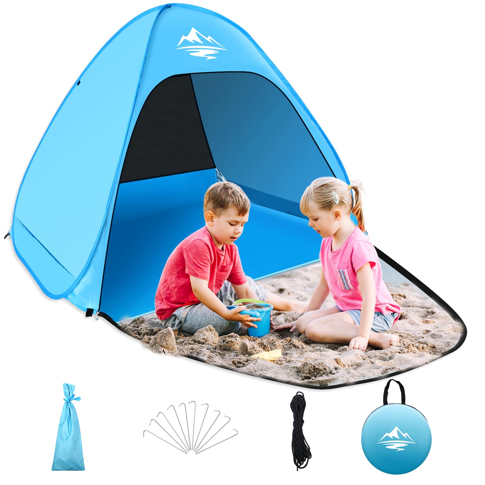 MAXDONE Tienda de campaña de playa Pop Up para 2-3 personas, tienda de campaña automática para playa, camping, protección UV50+, portátil, extra ligera, tienda de campaña para familias, playa,