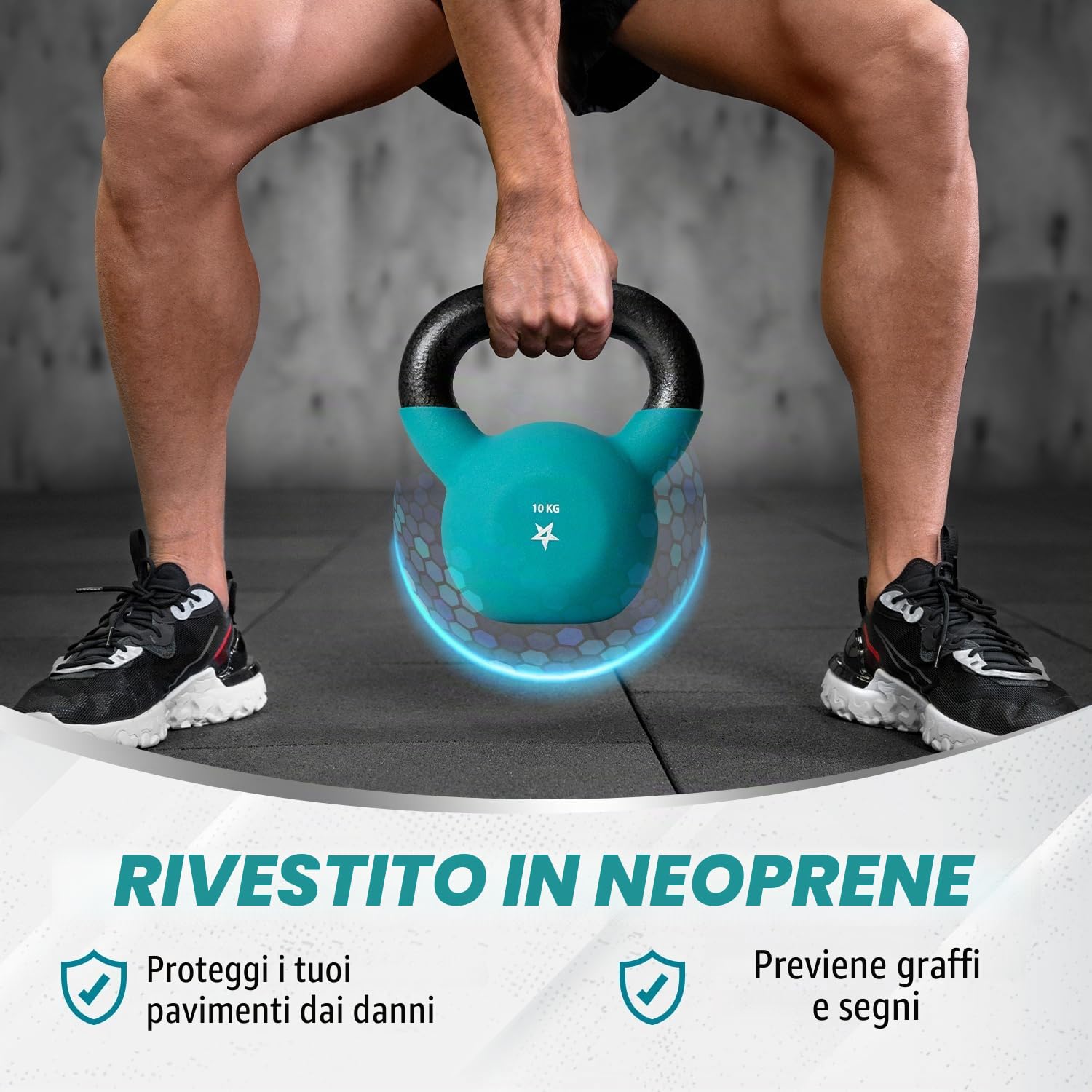 Yes4All 2-20kg Kettlebell in ghisa con rivestimento in neoprene, Kettlebells multicolore