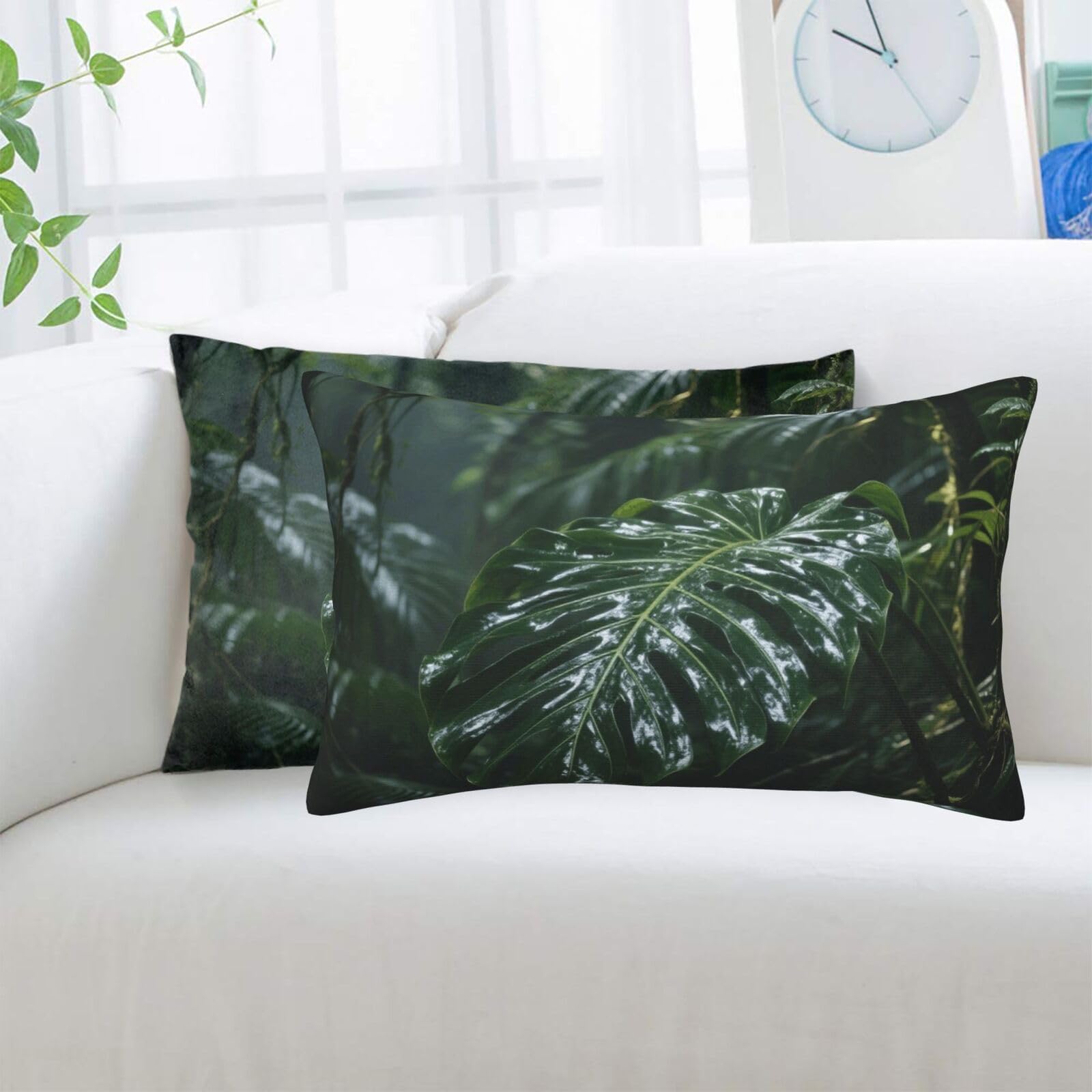 2 Pack Standard Pillowcases Sets, Ultra Soft Comfort Microfiber Plush Pillow Cases Plant Decorative Throw Pillow Cover with Hidden Zipper for Bedroom, Sofa, Couch,16"X24"