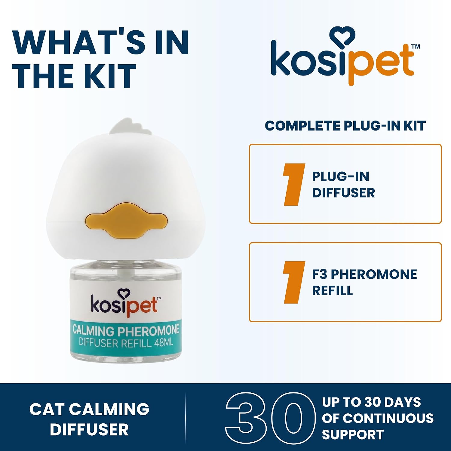Cat Calming Diffuser with Feline Facial Pheromone (F3), Drug-Free & Scent-Free, 30-Day Plug-in Kit | Cat Calming Diffuser with Feline Facial Pheromone (F3)