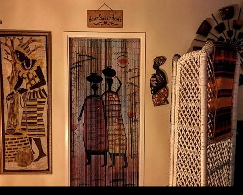 Miniatura 10 de Beaded String Cortina de cuentas de madera, 90 hebras, cuentas de puerta bohemias, cortina bohemia para puerta, 35.5 pulgadas de ancho x 80 pulgadas